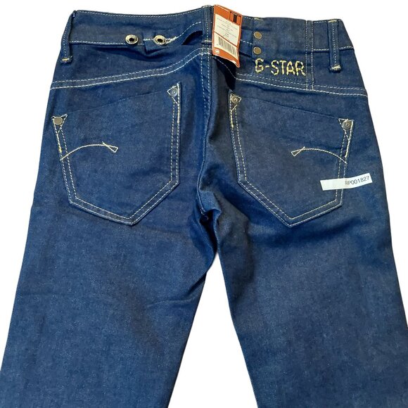 Retro Vintage G-Star Raw Midge Straight Leg Flacks Denim Raw Blue Jeans 24 NWT - Picture 9 of 12
